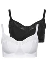 YOURSET 2 PACK Plus Size White Lace Trim Bra | Yours Clothing 3