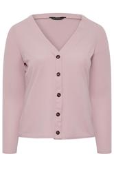 LIMITED COLLECTION Plus Size Pink Ribbed Button Cardigan | Yours Clothing 5