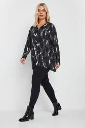 YOURS Plus Size Black Abstract Blur Print Textured Shirt | Yours Clothing 2