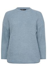 YOURS Curve Light Blue Waffle Knit Jumper