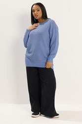 YOURS Plus Size Blue Essential Knitted Jumper | Yours Clothing 1