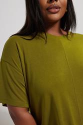 YOURS Plus Size Olive Green Heavyweight Oversized T-Shirt | Yours Clothing 4