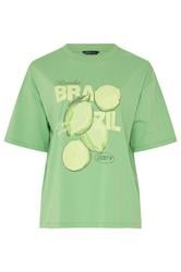 LIMITED COLLECTION Curve Green 'Brazil' Lime Longline T-Shirt