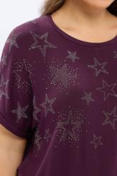YOURS Curve Purple Star Stud Embellished T-Shirt | Yours Clothing 4