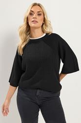 YOURS Plus Size Black Knitted Top | Yours Clothing 1