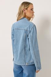 LTS Tall Womens Blue Mid Wash Cotton Denim Jacket | Long Tall Sally 5