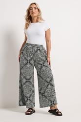 YOURS Plus Size Black Paisley Textured Wide Leg Trousers | Yours Clothing 3