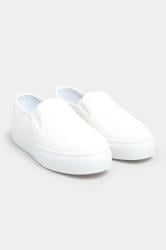 White Quilted Slip-On Trainers In Extra Wide Fit 1