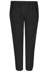 Plus Size Black Elasticated Tapered Stretch Trousers | Yours Clothing 5