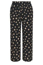 YOURS Curve Black Polka Dot Textured Wide Leg Trousers