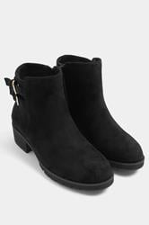Black Double Buckle Chelsea Boots In Wide E Fit | Yours Clothing 3