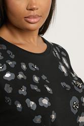YOURS Plus Size Black Leopard Embellished T-Shirt | Yours Clothing 4