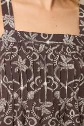 LTS Tall Women's Set Chocolate Brown Palm Linen Vest Top & Wide Leg Trousers | Long Tall Sally 4