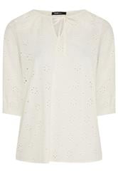 YOURS Curve White Floral Broderie Anglaise Top