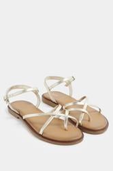 LTS Gold Cross Strap Sandals In a Standard Fit