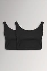 YOURSET Plus Size 2 PACK Black Ribbed Crop Tops | Yours Clothing 3