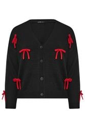 YOURS Curve Black Bow Detail Knitted Cardigan