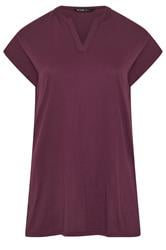 YOURS Curve Purple Notch Neckline T-Shirt