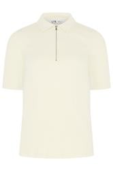 LTS Tall Yellow Half Zip Ribbed Cotton Collared Top