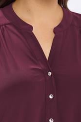 YOURS Plus Size Wine Red Half Placket Shirt | Yours Clothing 4