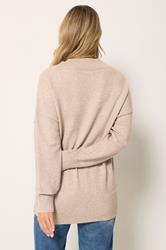 LTS Tall Women's Natural Brown V-Neck Knitted Jumper | Long Tall Sally 2