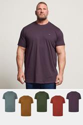 BadRhino Big & Tall Brown/Blue/Red/Green/Purple 5 Pack Core T-Shirts | BadRhino 2