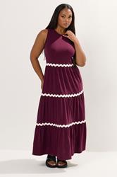 YOURS Plus Size Red Contrast Trim Tiered Maxi Dress | Yours Clothing 2