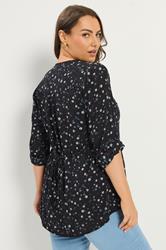 YOURS Plus Size Black Floral Pintuck Top | Yours Clothing 2