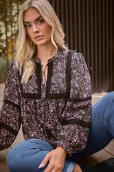YOURS Plus Size Pink Floral Crochet Trim Blouse | Yours Clothing 3