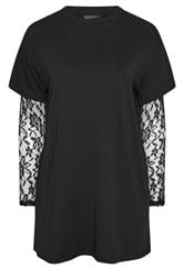 LIMITED COLLECTION Plus Size Black Lace Sleeve Dress | Yours Clothing 1