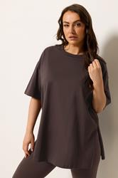 YOURS Plus Size Chocolate Brown Longline T-Shirt | Yours Clothing 3