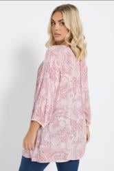 YOURS Plus Size Pink Paisley Print Tie Front Top | Yours Clothing 4