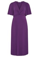 YOURS LONDON Curve Plum Purple Knot Pleated Maxi Dress
