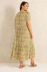 EVANS Curve Green Ditsy Floral Dress | Evans 2