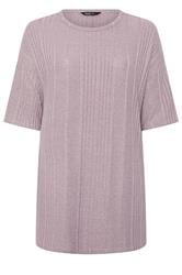 YOURS Plus Size Purple Ribbed Oversize T-Shirt | Yours Clothing 5