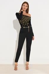 STAR Black Eyelet Chain Waist Trousers | StarByJM 3