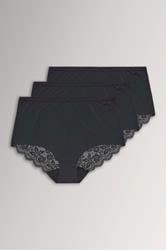 YOURSET 3 PACK Curve Black Lace Full Briefs