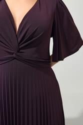 YOURS LONDON Plus Sized Dark Purple Knot Pleated Maxi Dress | Yours Clothing  5