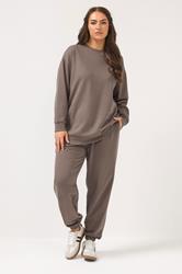 YOURS Plus Size Chocolate Brown Cuffed Joggers | Yours Clothing 3