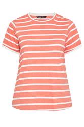 YOURS Curve Orange Stripe Ringer T-Shirt