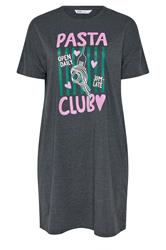YOURSET 2 PACK Plus Size Grey 'Pasta Club' Sleep Tee Nightdresses | Yours Clothing 8