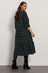 EVANS Plus Size Black Geometric Print Half Placket Dress | Evans 2