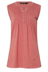 LTS Tall Coral Orange Cotton Henley Vest Top