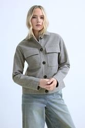 LTS Tall Grey Brushed Button Trucker Jacket | Long Tall Sally 3