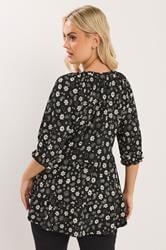 YOURS Plus Size Black Floral Paisley Print Tiered Top | Yours Clothing 2