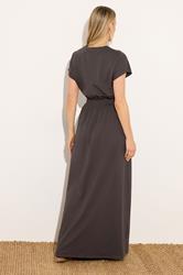 LTS Tall Women's Chocolate Brown Jersey Shirred Waist Cotton Maxi Dress | Long Tall Sally 2