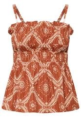 YOURS Plus Size Rust Orange Abstract Vest Top | Yours Clothing 6