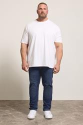 D555 Big & Tall Blue Blue Tapered Stretch Jeans | BadRhino 1
