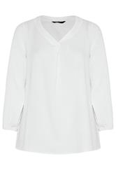 EVANS Plus Size White Pleat Front Long Sleeve Blouse | Evans 5