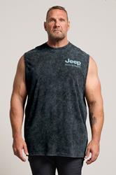 BadRhino Big & Tall Black Extra Long Acid Wash 'Jeep' Graphic Vest | BadRhino 3